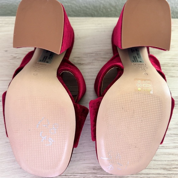 SCHUTZ Women's Burgundy Velvet Mules. Size 8 - Picture 5 of 5